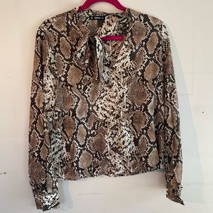 Snakeskin Top with Collar Tie